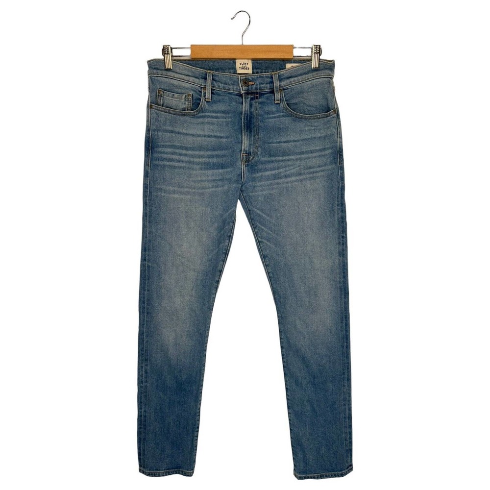 Flint and Tinder Jeans Mens 32x32 Straight Slim Fit Mid Rise Medium Wash Blue
